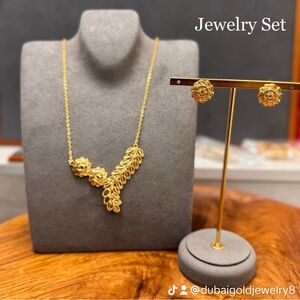 Gold Jewelry Set, 24k Duabi gold plated jewelry set for women’s